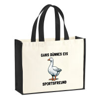 Jutetasche Gans dünnes Eis Sportsfreund Gans Meme 21 Liter Black
