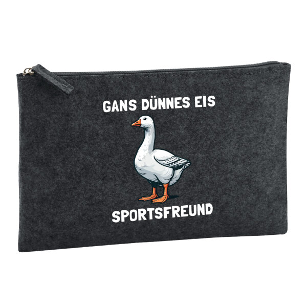 Kulturbeutel Gans dünnes Eis Sportsfreund Gans Meme 1 Liter Charcoal