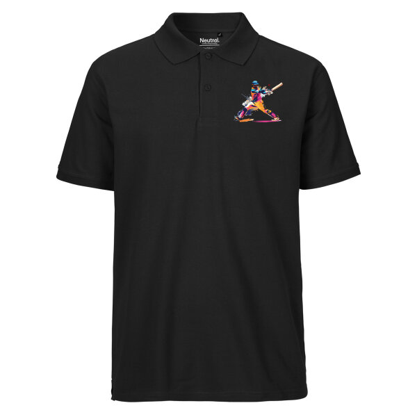 Herren Polo Shirt Baseball Spieler bunte Silhouette