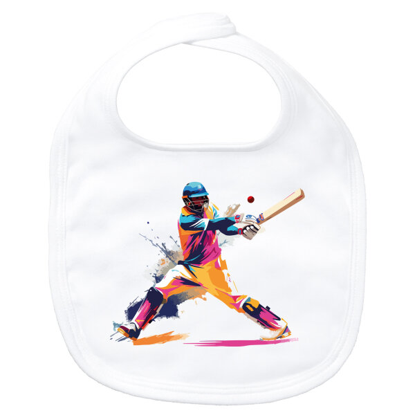 Baby Lätzchen Baseball Spieler bunte Silhouette Klettverschluss