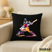 Kissen Baseball Spieler bunte Silhouette 40x40cm