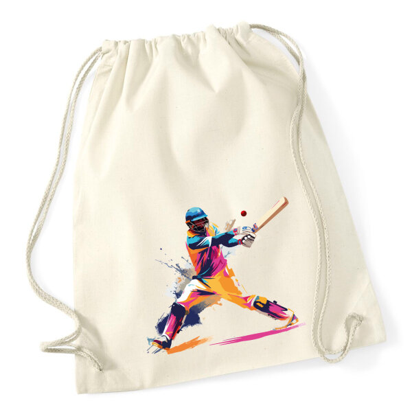 Turnbeutel Baseball Spieler bunte Silhouette 12 Liter