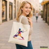 Jutebeutel Baseball Spieler bunte Silhouette 10 Liter