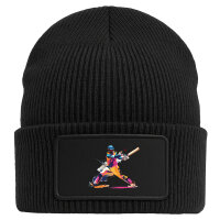 Beanie mit Patch Baseball Spieler bunte Silhouette Black