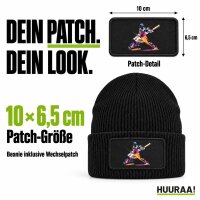 Beanie mit Patch Baseball Spieler bunte Silhouette Black