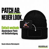 Beanie mit Patch Baseball Spieler bunte Silhouette Black