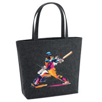 Filz Shopper Baseball Spieler bunte Silhouette 22 Liter