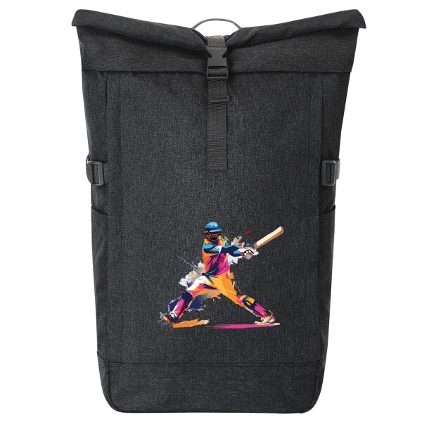 Kurierrucksack Baseball Spieler bunte Silhouette 30-44 Liter Black Melange