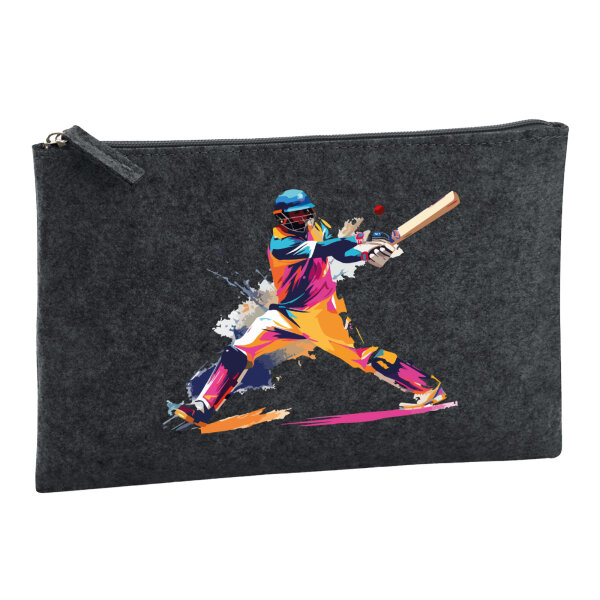 Kulturbeutel Baseball Spieler bunte Silhouette 1 Liter Charcoal