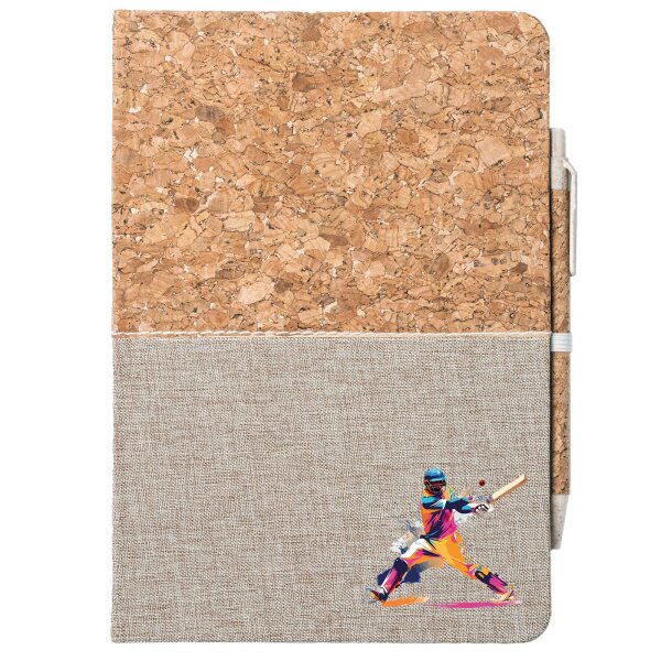 Notizbuch A5 Baseball Spieler bunte Silhouette 80 Blatt inkl. Kugelschreiber