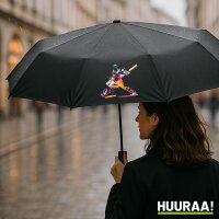 Regenschirm Baseball Spieler bunte Silhouette 98cm Schwarz