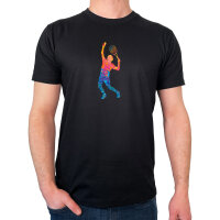Herren T-Shirt Tennis Spieler bunte Silhouette