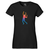 Damen T-Shirt Tennis Spieler bunte Silhouette