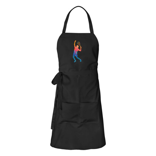 Schürze Tennis Spieler bunte Silhouette mit Taschen