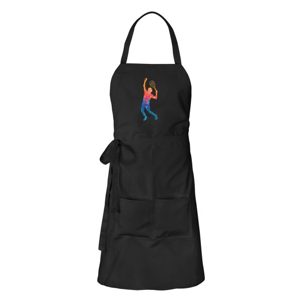 Schürze Tennis Spieler bunte Silhouette