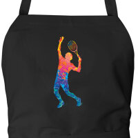 Sch&uuml;rze Tennis Spieler bunte Silhouette mit Taschen