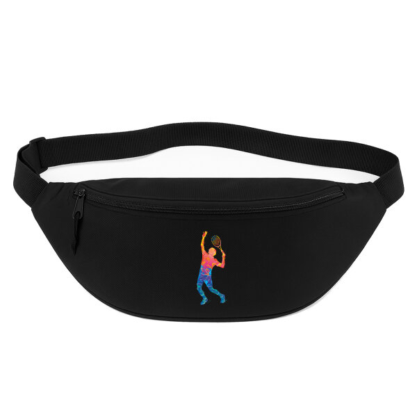 Bauchtasche Tennis Spieler bunte Silhouette 2,5 Liter Black