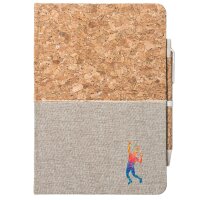 Notizbuch A5 Tennis Spieler bunte Silhouette 80 Blatt inkl. Kugelschreiber
