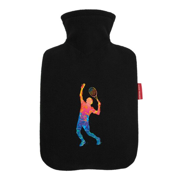 Wärmflasche Tennis Spieler bunte Silhouette