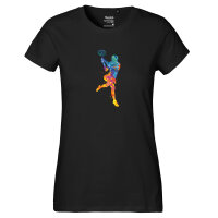 Damen T-Shirt Tennis Spielerin bunte Silhouette