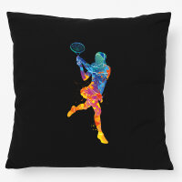 Kissen Tennis Spielerin bunte Silhouette 40x40cm