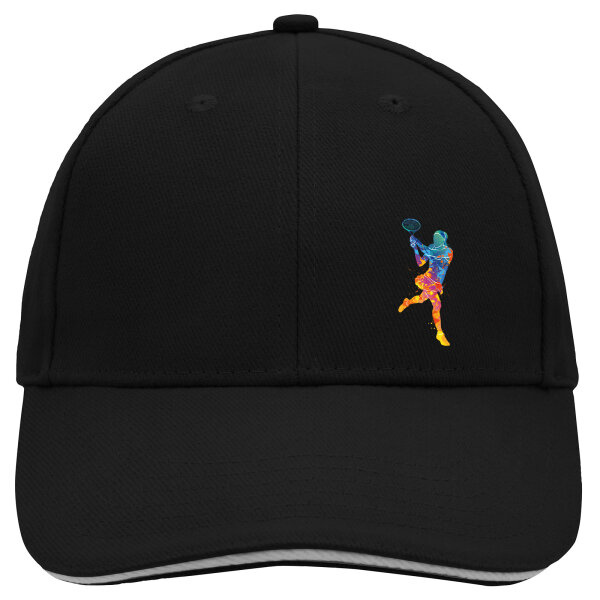 Kappe Tennis Spielerin bunte Silhouette