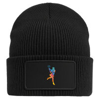 Beanie mit Patch Tennis Spielerin bunte Silhouette Black