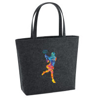 Filz Shopper Tennis Spielerin bunte Silhouette 22 Liter