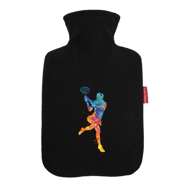 Wärmflasche Tennis Spielerin bunte Silhouette