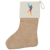 Weihnachtsstrumpf Tennis Spielerin bunte Silhouette Beige...