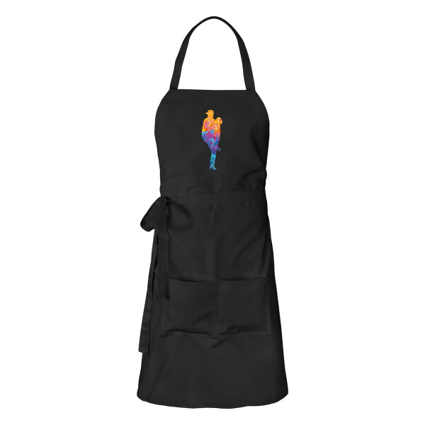 Schürze Baseball Pitcher bunte Silhouette mit Taschen