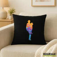 Kissen Baseball Pitcher bunte Silhouette 40x40cm