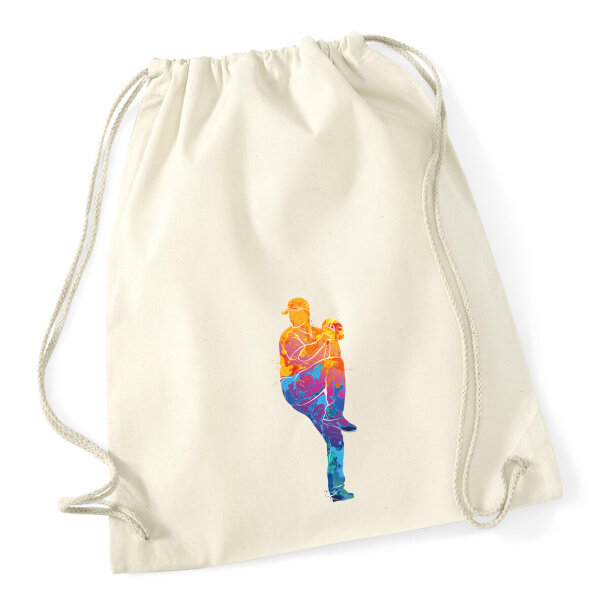 Turnbeutel Baseball Pitcher bunte Silhouette 12 Liter