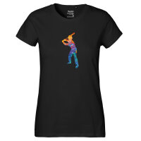 Damen T-Shirt Baseball Batter Spieler bunte Silhouette