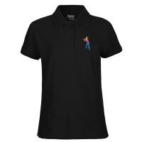 Damen Polo Shirt Baseball Batter Spieler bunte Silhouette