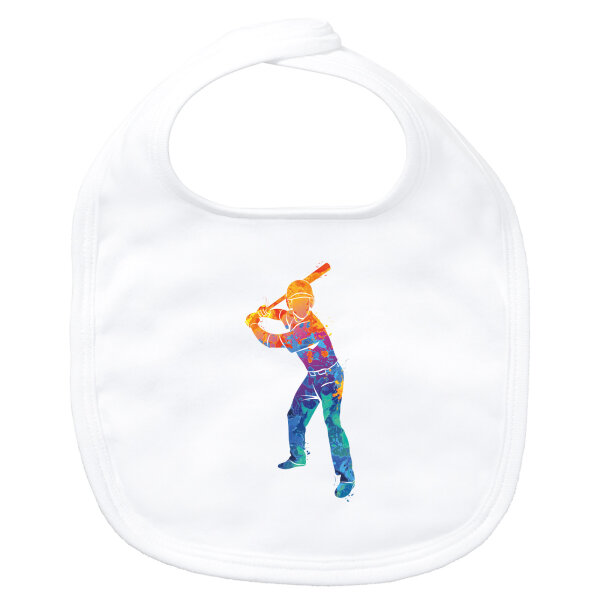 Baby Lätzchen Baseball Batter Spieler bunte Silhouette Klettverschluss