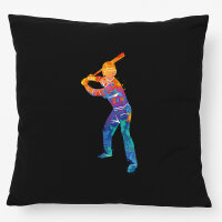 Kissen Baseball Batter Spieler bunte Silhouette 40x40cm