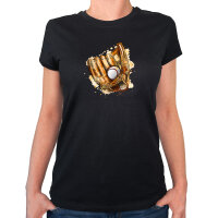 Damen T-Shirt Baseballhandschuh und Ball Spieler bunte...