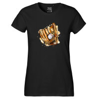 Damen T-Shirt Baseballhandschuh und Ball Spieler bunte...