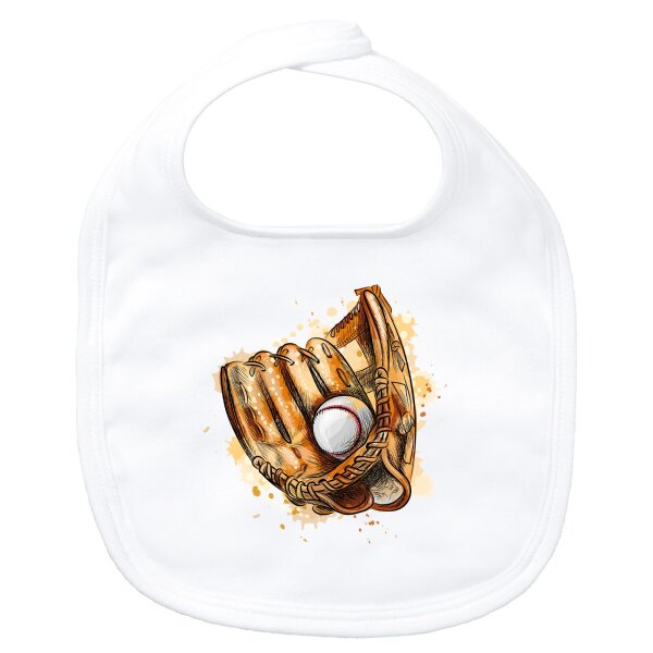 Baby Lätzchen Baseballhandschuh und Ball bunte Silhouette