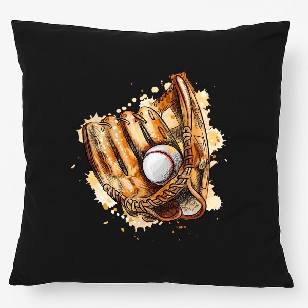 Kissen Baseballhandschuh und Ball Spieler bunte Silhouette 40x40cm