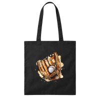 Jutebeutel Baseballhandschuh und Ball bunte Silhouette 10...