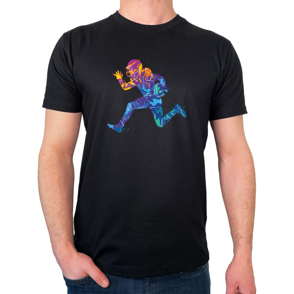 Herren T-Shirt Football Spieler bunte Silhouette