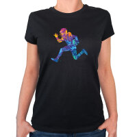 Damen T-Shirt Football Spieler bunte Silhouette