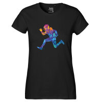 Damen T-Shirt Football Spieler bunte Silhouette