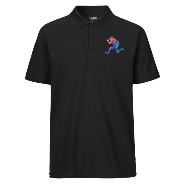 Herren Polo Shirt Football Spieler bunte Silhouette