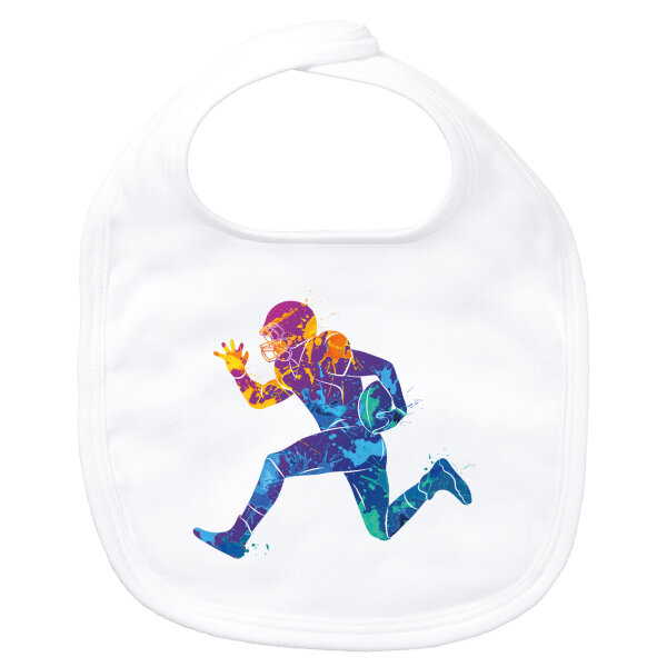 Baby Lätzchen Football Spieler bunte Silhouette Klettverschluss