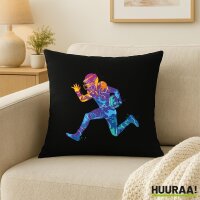 Kissen Football Spieler bunte Silhouette 40x40cm