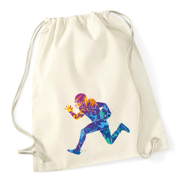 Turnbeutel Football Spieler bunte Silhouette 12 Liter