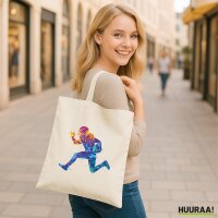 Jutebeutel Football Spieler bunte Silhouette 10 Liter